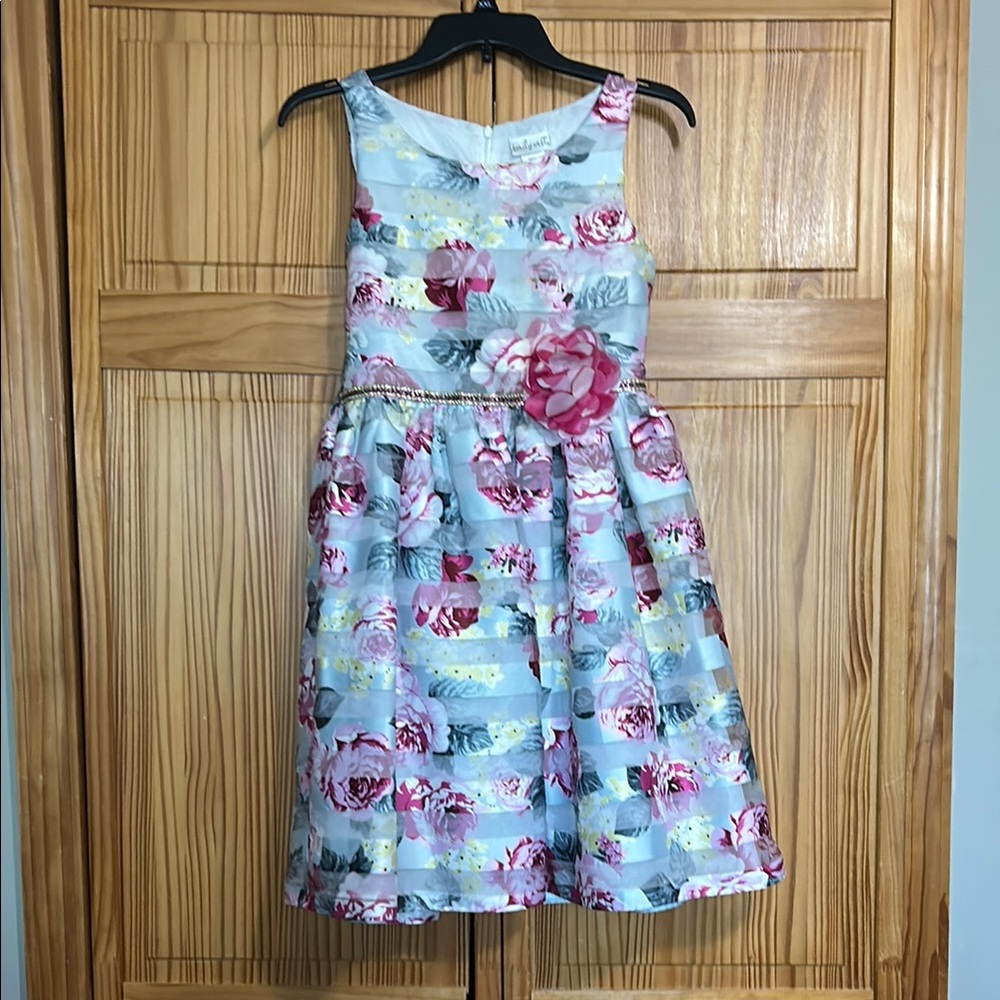 Emily West Girls Pink and Blue Floral Dress Size  16